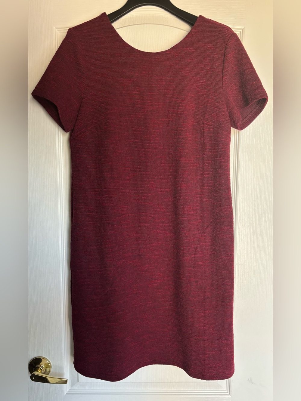 Ann Taylor LOFT size 8 Tall Burgundy Maroon Sleek Tweed Sheath Dress
